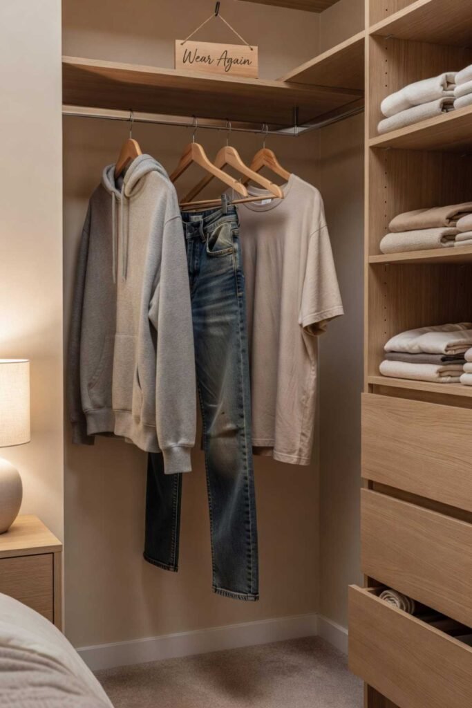 Closet section for clothes that can be worn again