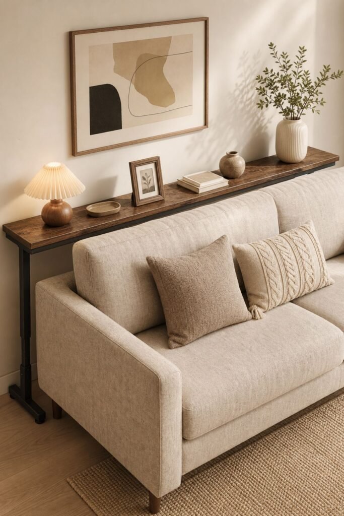 Small living room organization ideas with open floor space and minimal furniture