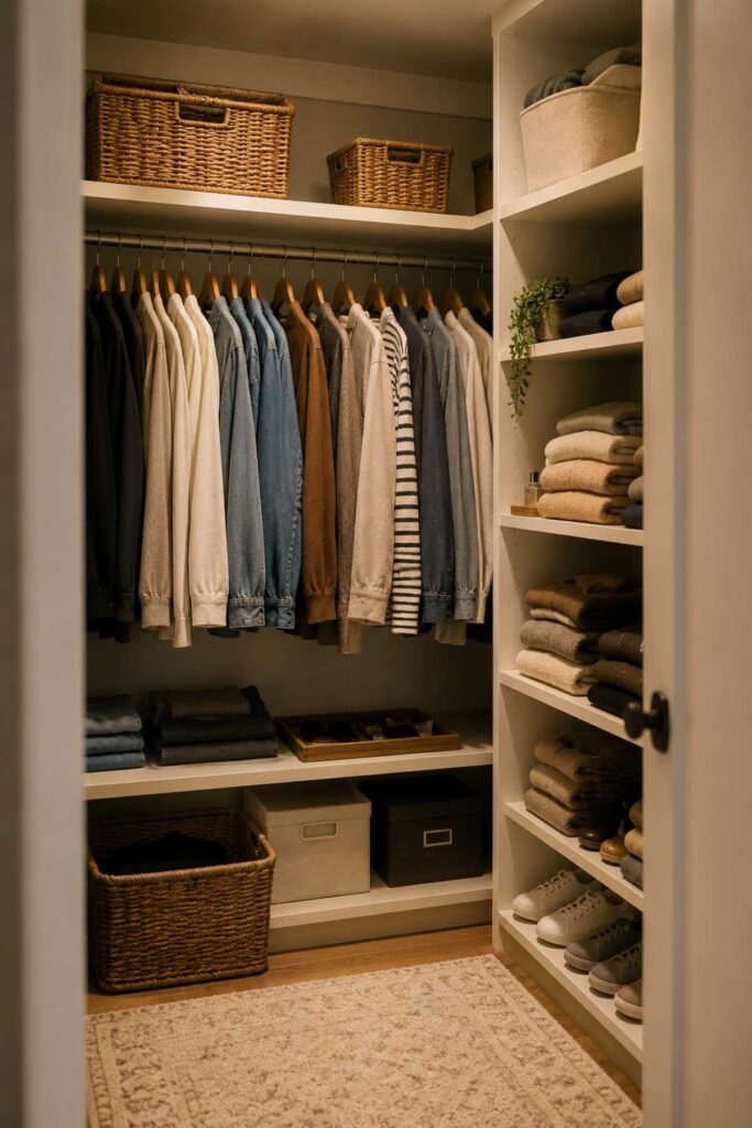 Neatly organized closet with extra space for everyday use