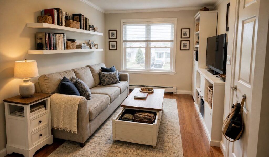 Small living room storage ideas for limited floor space